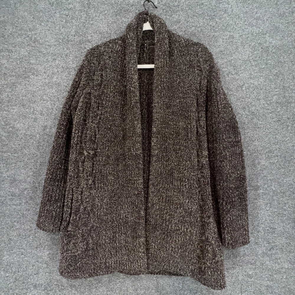 Barefoot Dreams Cardigan Women XS Brown CozyChic Knit Open Front Shawl Collar